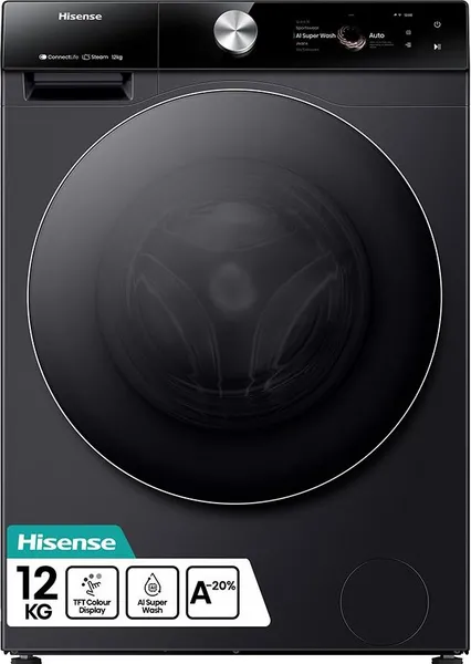 Image of Hisense 7S Series WF7S1247BB 12KG 1400RPM WiFi Connected Washing Machine