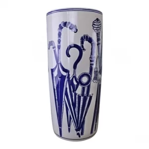 Image of Umbrella Stand, Vintage Blue & White Umbrellas Design