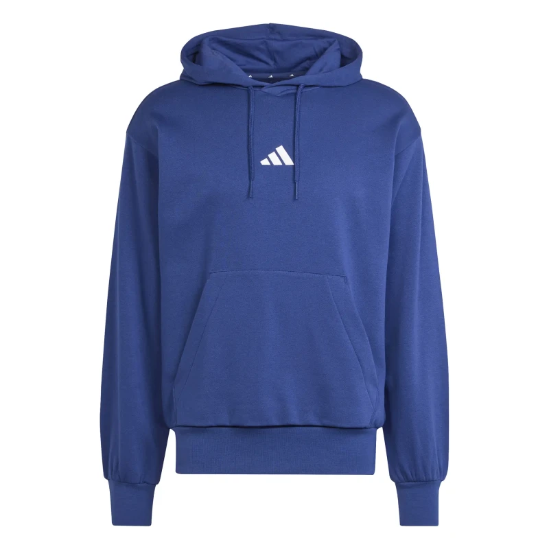 Image of adidas Sportswear Mens Essentials Feelcozy Fleece Hoodie, Dark Blue/White Size XL Men Dark Blue/White WA99F Male XL