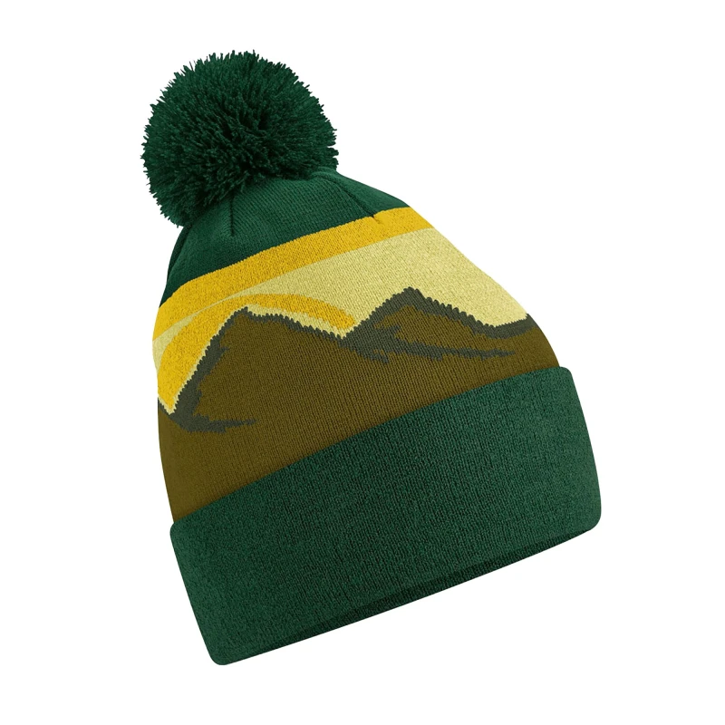 Image of Beechfield Mens Mountain Pom Pom Beanie in Dark Green Dark Green Male One Size