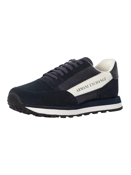 Image of Armani Exchange Branded Trainers Navy/Off White 9 UK