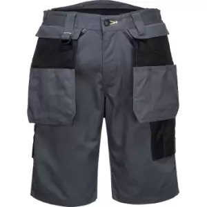 Image of Portwest PW3 Mens Holster Work Shorts Grey / Black 38"