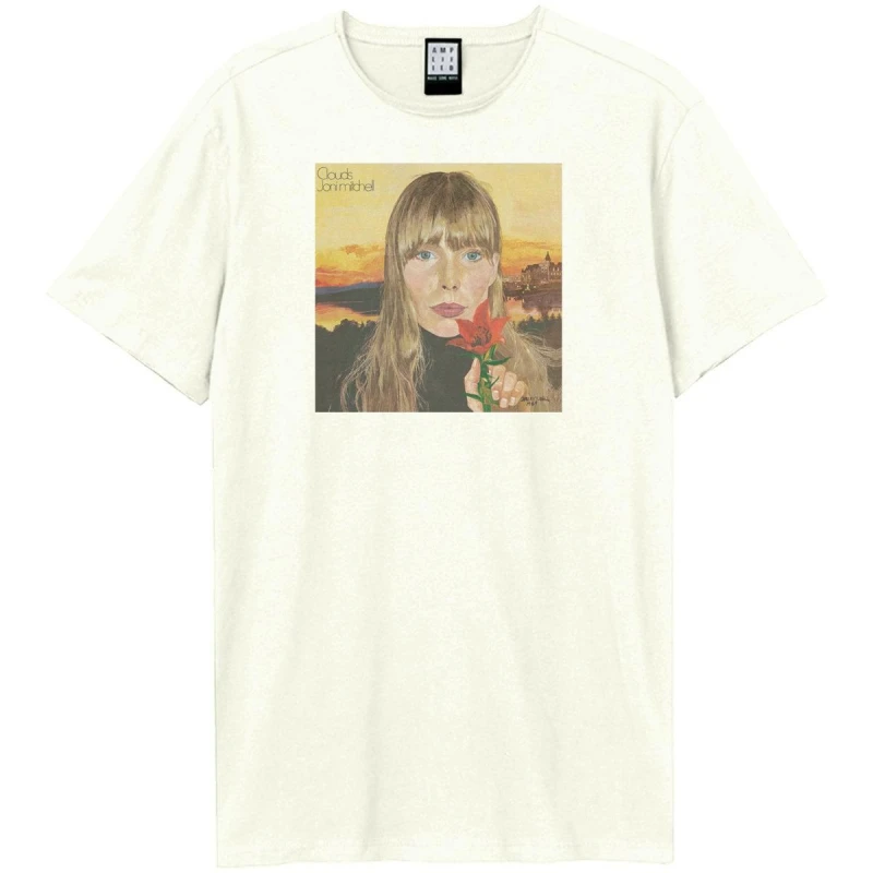 Image of Amplified Amplified Men Clouds Joni Mitchell T-Shirt in White Size: X-Small White XS Male 5063377024234