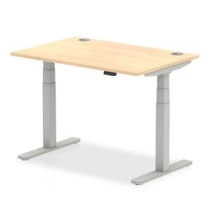 Image of Trexus Sit Stand Desk With Cable Ports Silver Legs 1200x800mm Maple