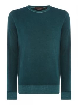 Image of Mens Michael Kors Washed merino crew neck jumper Green