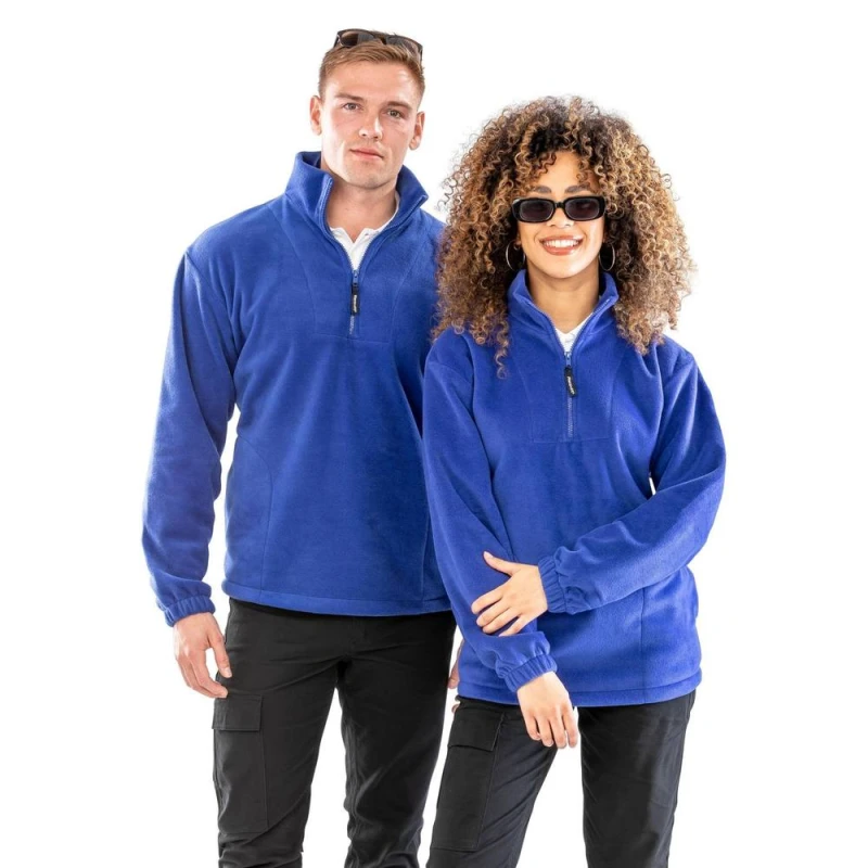 Image of Result Mens Unlined Active 1 4 Zip Anti-Pilling Fleece Top in Blue Size: XS Blue Male XS