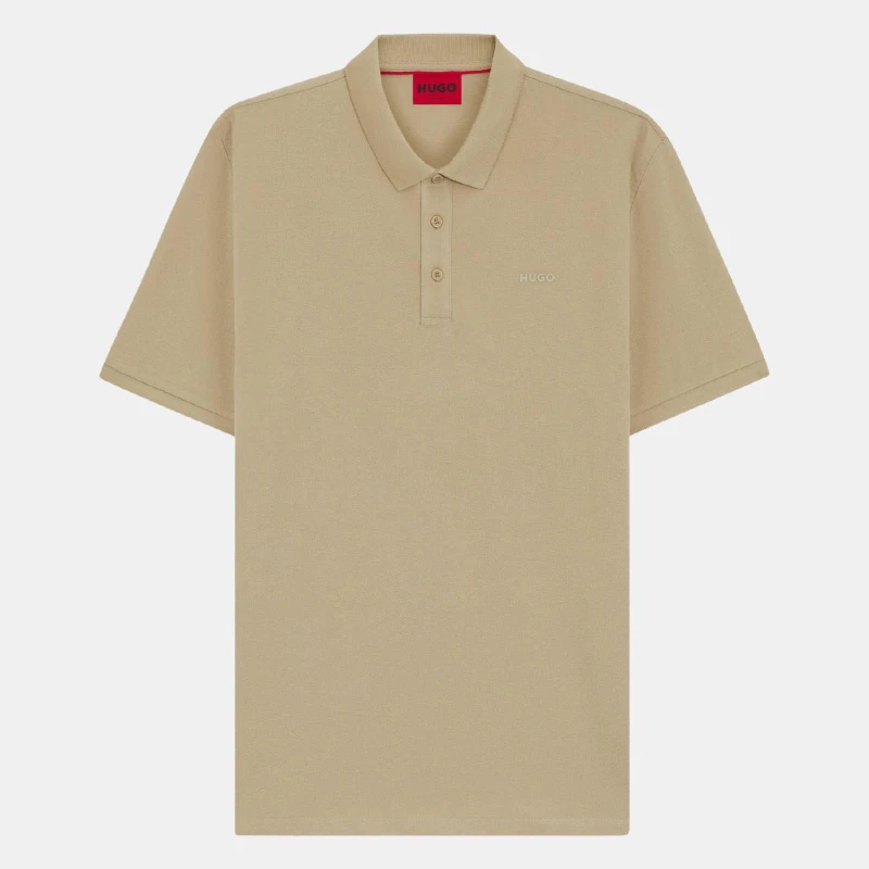 Image of Hugo Donos222 Logo Print Polo Shirt Beige male S