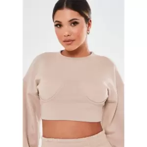 Image of Missguided Petite Corset Sweatshirt - Neutral