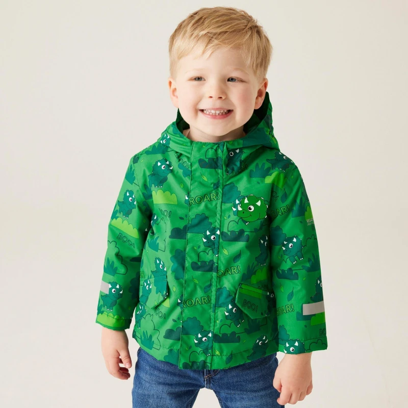 Image of Regatta Unisex Kids Animal Rainy Day Waterproof Insulated Jacket Green unisex 6-12m