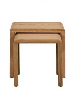 Image of Julian Bowen Newman Curve Ready Assembled Solid Oak And Oak Veneer Nest Of 2 Tables