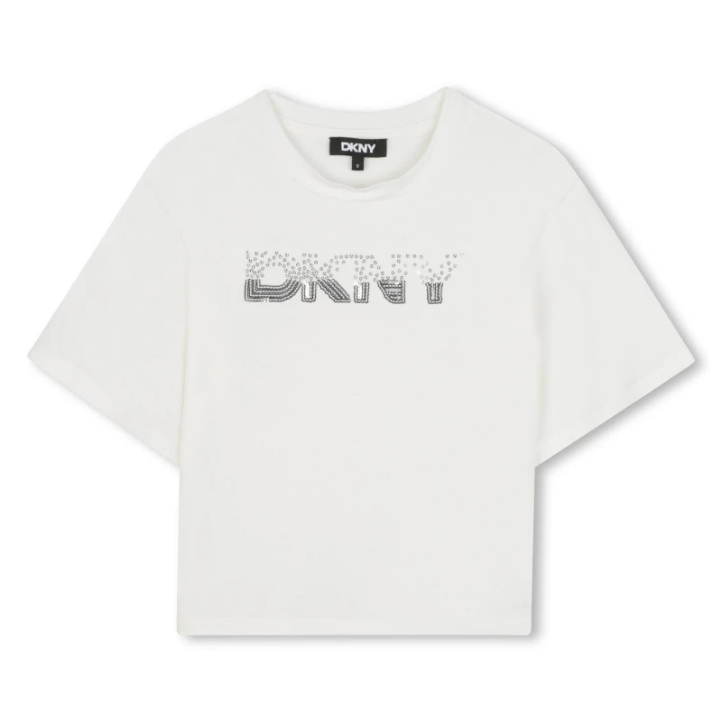 Image of DKNY Kids Short Sleeve T-Shirt Cream female 10Y
