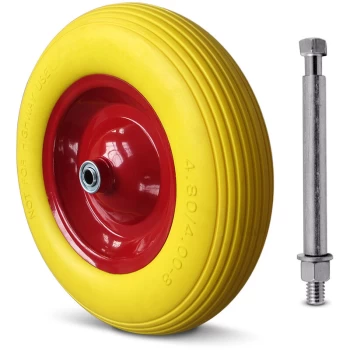 Image of Wheelbarrow Tyre Tire incl. Axis Pneumatic or PU Car Valve 4.80/4.00-8 Ø 390mm 200 kg Rim Spare Wheel Replacement Pushcart Smooth Rolling High Load