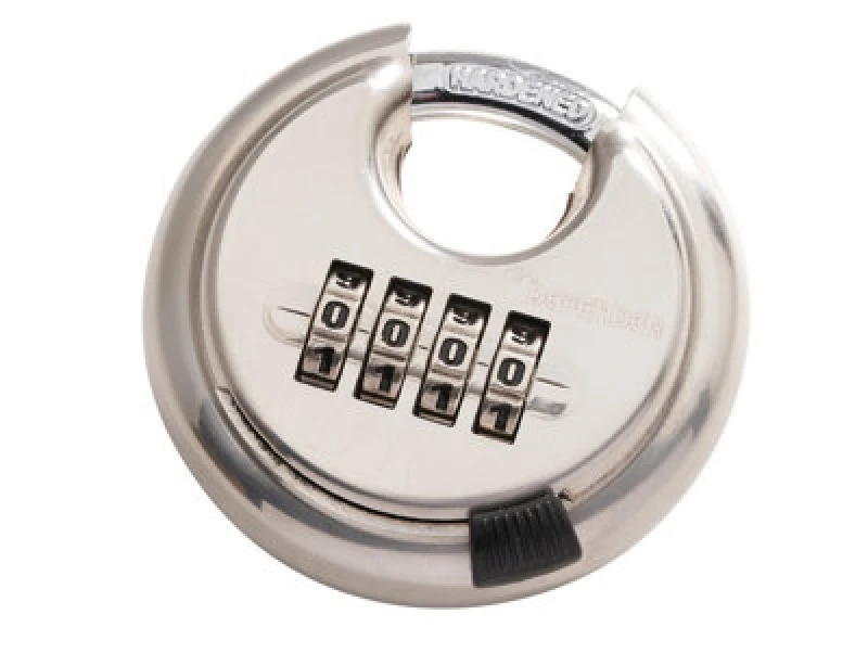 Image of Defender 70mm Diskus Padlock Hardened Stainless Steel 4-Way Combination