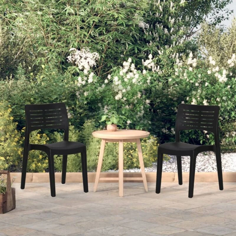Image of vidaXL Garden Chairs 2 pcs Anthracite Polypropylene, Grey 317728