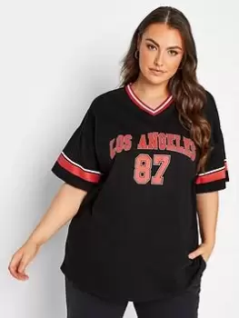 Image of Yours Placement Print Tee Black/red, White, Size 18, Women