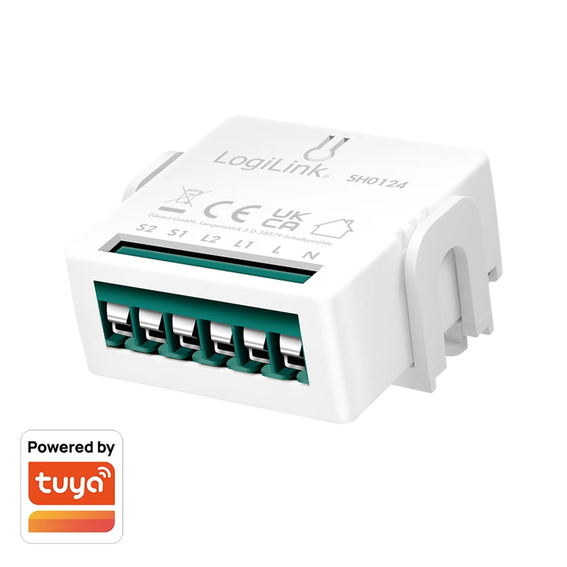 Image of LogiLink WiFi Smart switch module.2-Gang. flush mounted. Tuya compatib