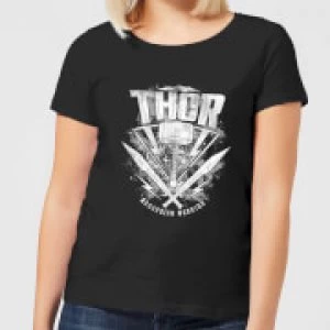 Image of Marvel Thor Ragnarok Thor Hammer Logo Womens T-Shirt - Black