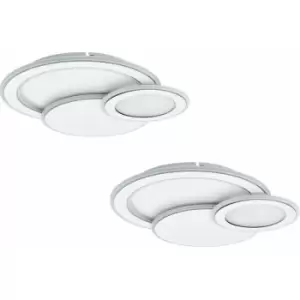 Image of Loops - 2 pack Wall Flush Ceiling Light Colour White Chrome Shade White Plastic LED 50W
