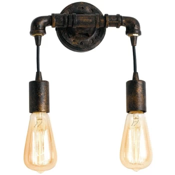 Image of Fan Europe Lighting - Fan Europe AMARCORD Industrial 2 Light Wall Light Rust 27 23x26cm