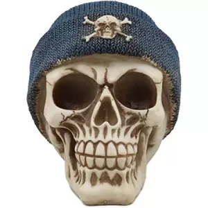 Image of Blue Beanie Skull Figurine