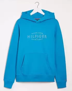 Image of Tommy Hilfiger Blue Curve Logo Hoodie