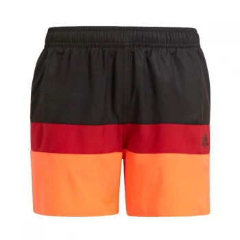 Image of adidas Colorblock Swim Shorts Kids - Black / App Solar Red