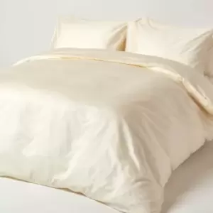 Image of Cream Organic Cotton Duvet Cover Set 400 Thread Count, King - Cream - Cream - Homescapes