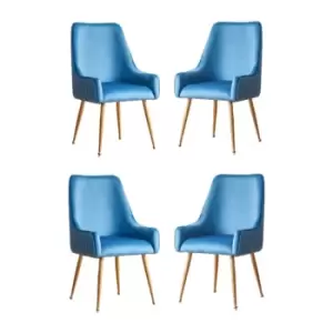 Image of Soho lux Velvet Dining Chair Set of 4, Blue