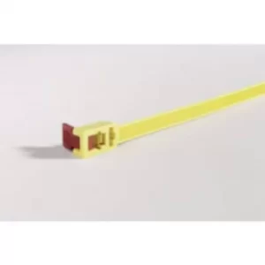 Image of HellermannTyton 115-00001 SPEEDYTIE-PA66-YE-V1 Cable tie 750 mm 13mm Yellow, Red Releasable, Eyelet, Quick-fit 5 pc(s)