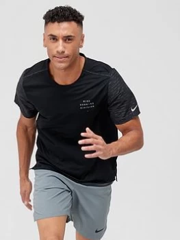 Image of Nike Run Dry Fit Run Division Rise 365 T-Shirt - Black Size M Men