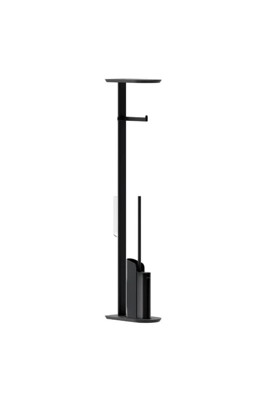 Image of Cosmic Silicone Toilet Brush with Toilet Roll Holder, Black, FLAT Collection in Jet Black Jet Black Unisex