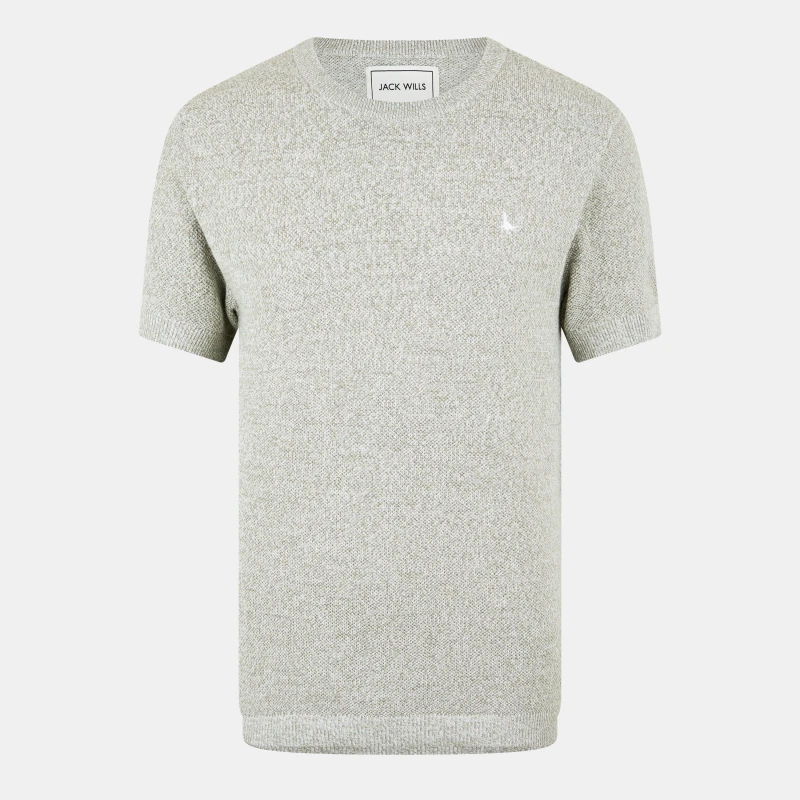 Image of Jack Wills Mens Regular Fit Knitted T-Shirt Silver Sage male S