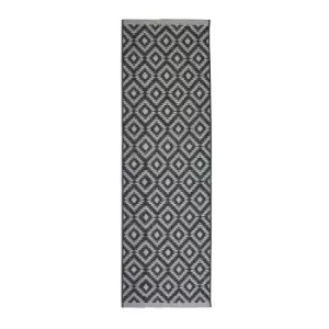 Image of Homemaker Indoor Outdoor Geo Rug Black 067X200Cm