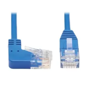 Image of Tripp Lite N204-S05-BL-RA Right-Angle Cat6 Gigabit Molded Slim UTP Ethernet Cable (RJ45 Right-Angle M to RJ45 M) Blue 5 ft. (1.52 m)