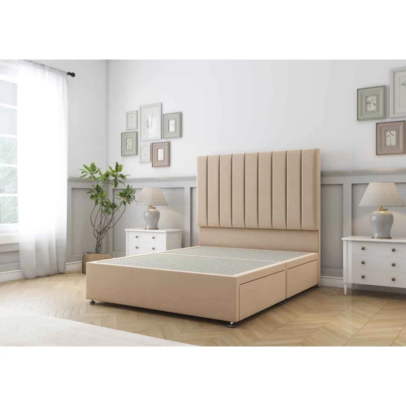 Image of Sloomy Kansas Pebble Plush Divan Bed Base 2 Drawers Same Side With 26" Strutted Headboard 3' Single