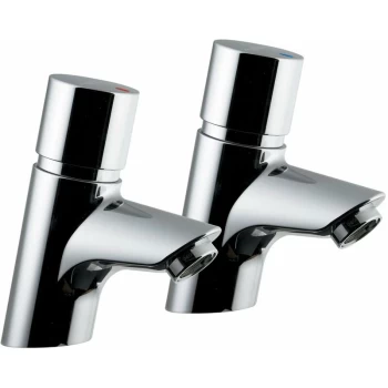 Image of Avon 21 Self Closing Basin Taps - Pair - Dual Indices - Armitage Shanks