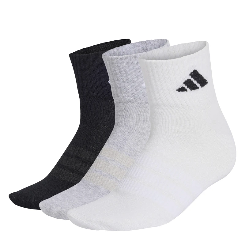 Image of adidas Thin And Light Ankle Socks 3 Pairs Gry/White/Black unisex 13-14.5