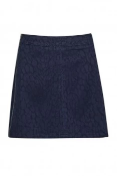 Image of French Connection Animal Jacquard Denim Mini Skirt Blue