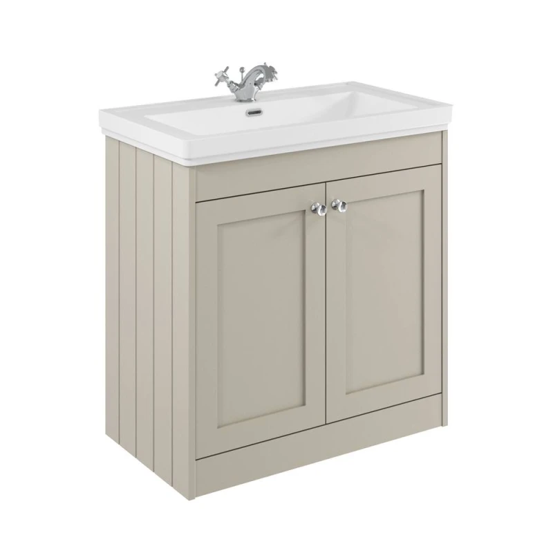 Image of Balterley 800mm Floor Standing 2 Door Unit, Classic Basin 1 Tap Hole Pebble Grey Grey Unisex