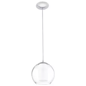 Image of Pendant Light Colour Chrome Shade White Clear Satin Glass Glass Bulb E27 1x60W