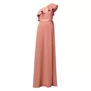 Image of Adrianna Papell One Shoulder Satin Crepe Gown - Brown