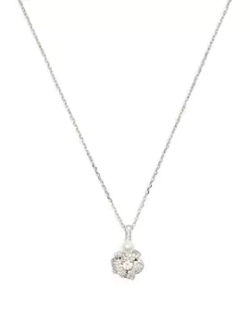 Image of kate spade new york Bouquet Toss Cubic Zirconia & Imitation Pearl Flower Cluster Pendant Necklace in Silver Tone, 17-20