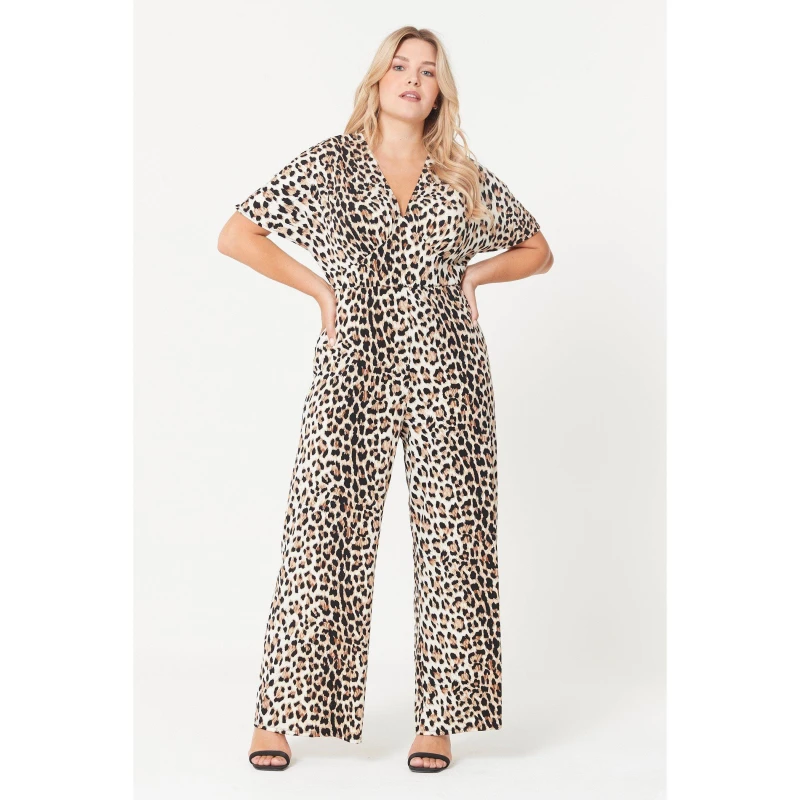 Image of Be You Animal Print Wide Leg Jumpsuit Womens - Brown Brown 8