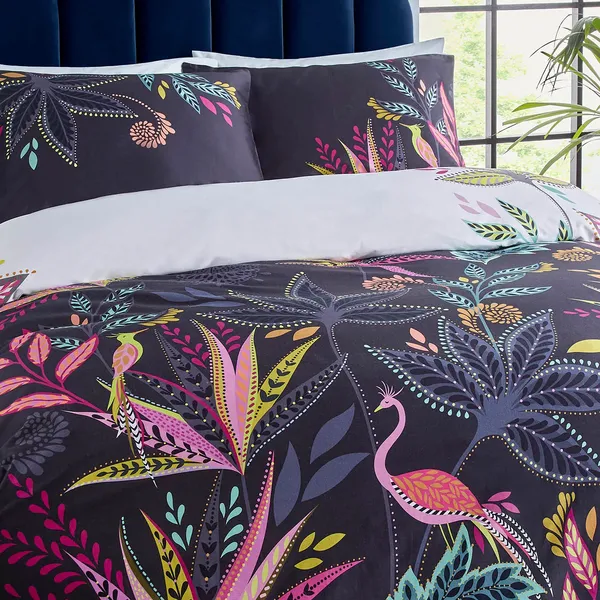 Image of Sara Miller Botanic Paradise Duvet Set, Super King, Midnight