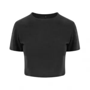 Image of AWDis Just Ts Womens Girlie Tri-Blend Cropped T-Shirt (XS) (Heather Black)