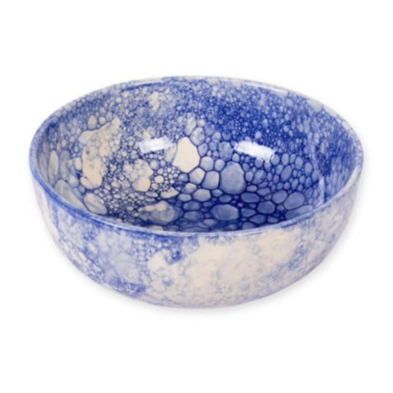Image of Verano Spanish Ceramics Burbujas Kitchen Dining Ceramic Round Bowl 23cm Blue