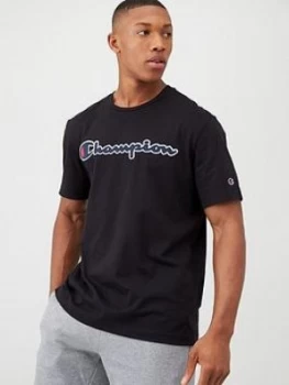 Image of Champion Logo Crew Neck T-Shirt - Black