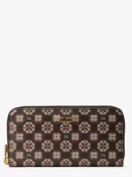 Image of Kate Spade Spade Flower Monogram Zip Around Continental Wallet, Black Multi, One Size