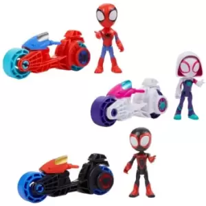 Image of Hasbro Marvel Spidey And His Amazing Friends Hero Action Figure And Motorcycle Assortment