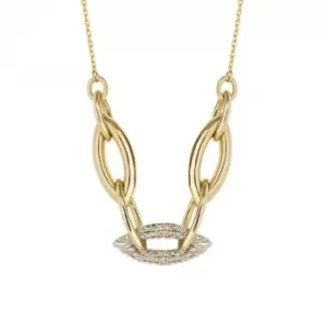 Image of Diamond Navette Link Yellow White Gold Necklace GN368